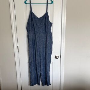 Old Navy Blue Chambray Jumpsuit with Spaghetti Straps